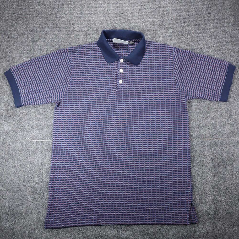 Steve & Barry's Classic 1908 Polo Shirt Men's M Blue Grid Pattern
